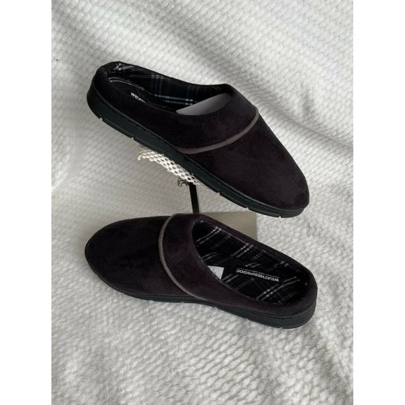 Men’s Size M 8-9 Weatherproof Vintage Faux Suede Slip On Clog Slippers Black main image 12